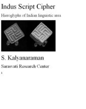 book Indus script cipher: hieroglyphs of Indian linguistic area