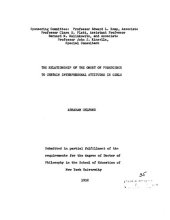 book THE RELATIONSHIP OF THE ONSET OF PUBESCENCE TO CERTAIN INTERPERSONAL ATTITUDES IN GIRLS