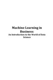 book Machine Learning in Business: An Introduction to the World of Data Science