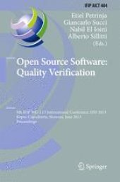 book Open Source Software: Quality Verification: 9th IFIP WG 2.13 International Conference, OSS 2013, Koper-Capodistria, Slovenia, June 25-28, 2013. Proceedings