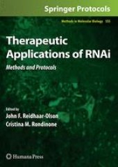 book Therapeutic Applications of RNAi: Methods and Protocols