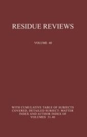 book Residue Reviews: Residues of Pesticides and Other Foreign Chemicals in Foods and Feeds