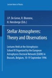 book Stellar Atmospheres: Theory and Observations