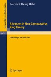 book Advances in Non-Commutative Ring Theory: Proceedings of the Twelfth George H. Hudson Symposium Held at Plattsburgh, USA, April 23–25, 1981