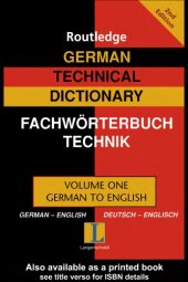 book German Technical Dictionary: German-English/Deutsch-Englisch