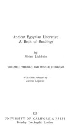 book Ancient Egyptian literature: a book of readings volume 1