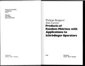 book Products of Random Matrices with Applications to Schrödinger Operators (Progress in Probability)