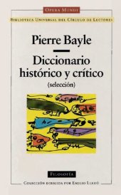 book Diccionario histórico y crítico (selección)