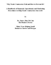 book Why trade contractors fail and how to prevent it: a handbook of financial, operational, and marketing procedures to help trade contractors succeed