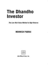 book The dhandho investor: the low-risk value method to high returns