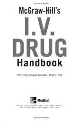 book McGraw-Hill's I.V. Drug Handbook (McGraw-Hill Handbooks)