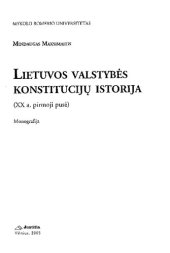 book Lietuvos valstybės konstitucijų istorija (XX a. pirmoji pusė)