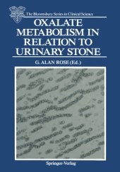 book Oxalate metabolism in relation to urinary stone