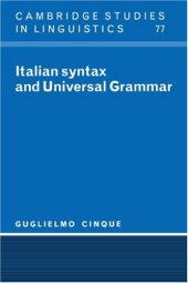 book Italian syntax and universal grammar