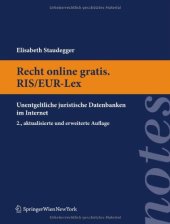 book Recht online gratis. RIS/EUR-Lex: Unentgeltliche juristische Datenbanken im Internet (Springer Notes Rechtswissenschaft) (German Edition)