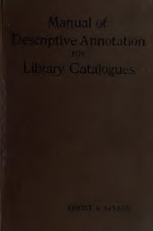 book Manual of descriptive annotation for library catalogues