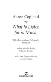 book Copland What to Listen for in Music