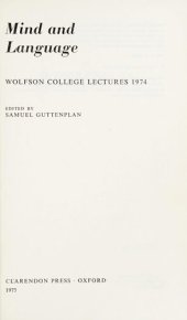 book Mind and Language (Wolfson College Lectures 1974)