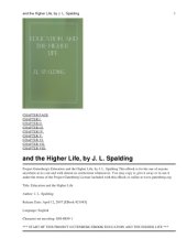 book Education and the Higher Life, By J.L. Spalding