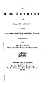 book Die Waldenser und ihre Verhältniße zu dem Brandenburg-Preußischen Staate