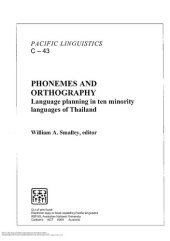 book PHONEMES AND ORTHOGRAPHY: Language planning in ten minority languages of Thailand