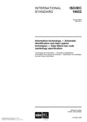 book ISO/IEC 16022:2006 Information technology — Automatic identification and data capture techniques — Data Matrix bar code symbology specification