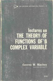 book Lectures on the Theory of Functions of a Complex Variable