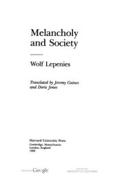 book Melancholy and Society