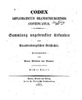 book Codex Diplomaticus Brandenburgensis Continuatus. Sammlung ungedruckter Urkunden zur Brandenburgischen Geschichte