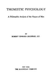 book Thomistic Psychology: A Philosophic Analysis of the Nature of Man