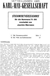 book Stichwortverzeichnis für die Nummern 71-80 der Mitteilungen der KMG