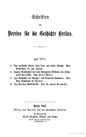 book 1. Das juristische Berlin beim Tode des ersten Königs 2. Lynars Briefwechsel mit dem Landgrafen Wilhelm von Hessen (1576 bis 1592) 3. Zur Geschichte der Kriegs- und Domänenkammern 4. Der Berliner Volksdialekt