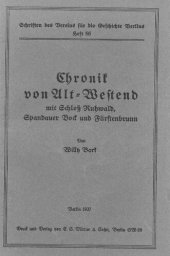 book Chronik von Alt-Westend mit Schloß Ruhwald, Spandauer Bock und Fürstenbrunn