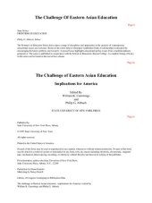 book The Challenge of Eastern Asian Education: Implications for America