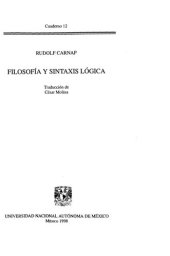 book Filosofia Y Sintaxis Logica