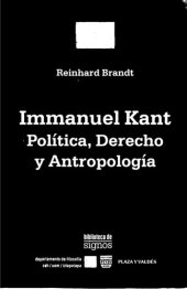 book Inmanuel Kant Politica Derecho Y Antropologia