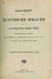 book Zeitschrift für Ägyptische Sprache und Altertumskunde