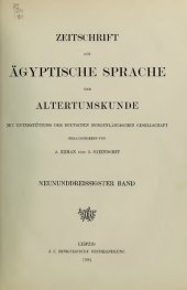 book Zeitschrift für Ägyptische Sprache und Altertumskunde