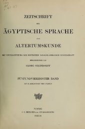 book Zeitschrift für Ägyptische Sprache und Altertumskunde