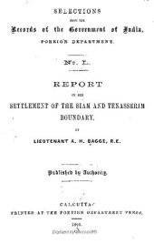 book Report on the Settlement of the Siam and Tenasserim Boundary