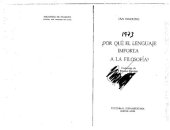 book Por Que El Lenguaje Importa A La Filosofia