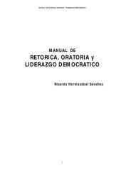 book Manual De Retorica Oratoria Y Liderazgo Democratico