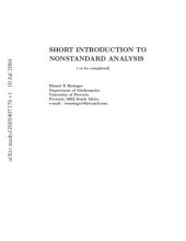 book Short Introduction To Nonstandard Analysis