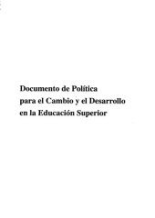 book Documento De Politica Para El Cambio Y El Desarrollo En La Educacion Superior