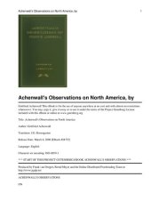 book Achenwall's Observations on North America (Reprinted from the Pennsylvania Magazine of History and Biography, January, 1903)