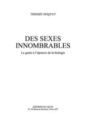 book Des sexes innombrables. Le genre à l'épreuve de la biologie