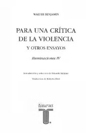 book Iluminaciones IV. Para una crítica de la violencia y otros ensayos