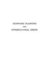 book Economic Planning and International Order