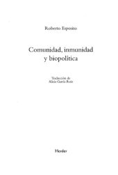 book Comunidad Inmunidad Y Biopolitica