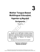 book Mother Tongue-Based Multilingual Education. Kagamitan ng Mag-aaral. Surigaonon 3